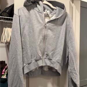 ALO Yoga Light Gray Women's Zip-Up Hoodie